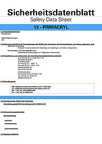 PRIMAcryl - Safety data sheets