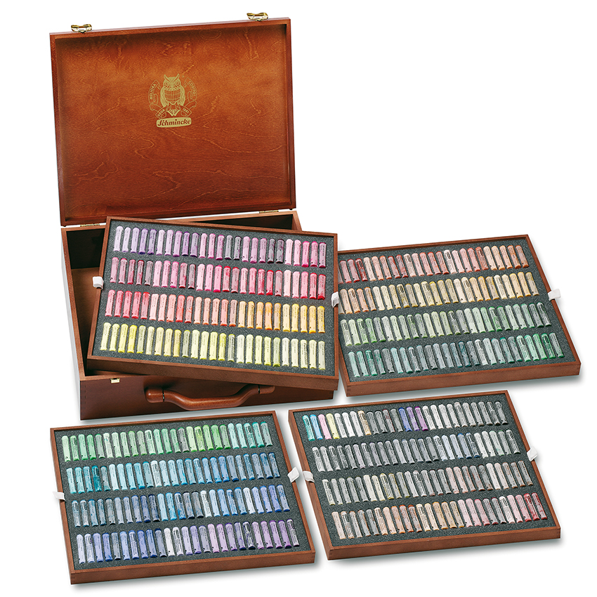 Dunkler Holzkasten, 400 Pastellstifte